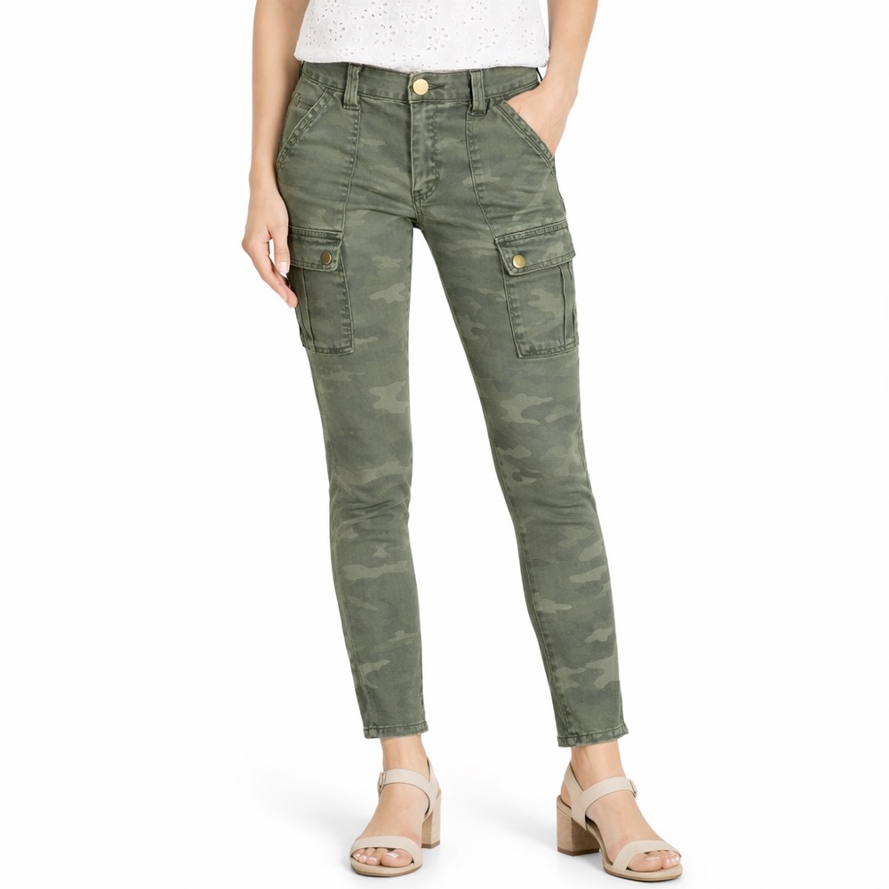 Democracy Ab Solution Camo Cargo Pants Women's Size 6 Green Skinny Stretch